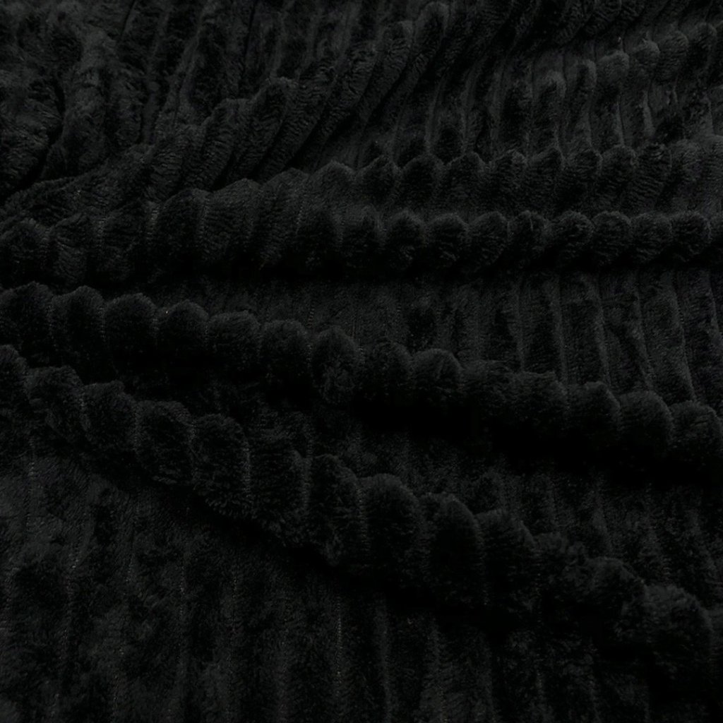Manta Fleece com Relevo Jacquard - Preto