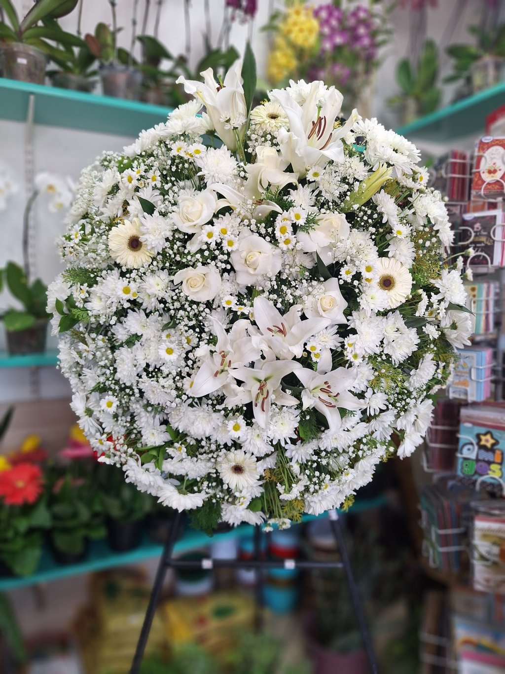Coroa Fúnebre Mista - Serenidade Branca (80cm)