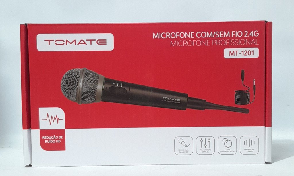 Microfone Profissional com/sem Fio 2.4g Marca TOMATE modelo MT-1201
