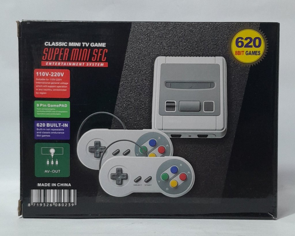 Mni Game SFC Classic com 620 Jogos 8 BIT E DOIS Controles com Fio