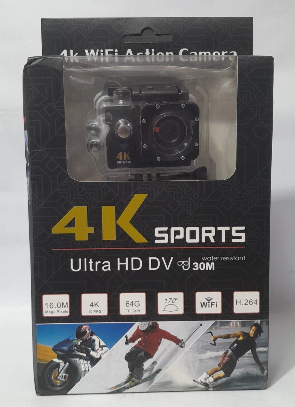 Câmera Sportes ultra hd wifi 16.0 mega pixel para Capacete de moto a Prova de AGUA