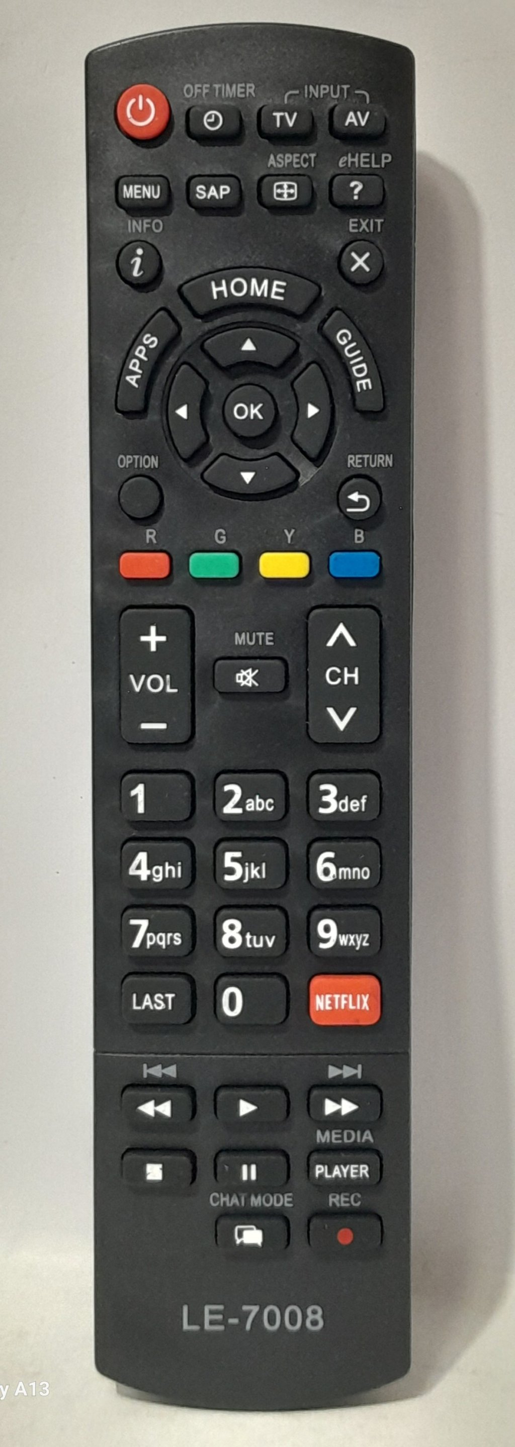 Controle para TVs Smart Panasonic com a Função NETFLIX Marca Lelong Mod. LE-7008