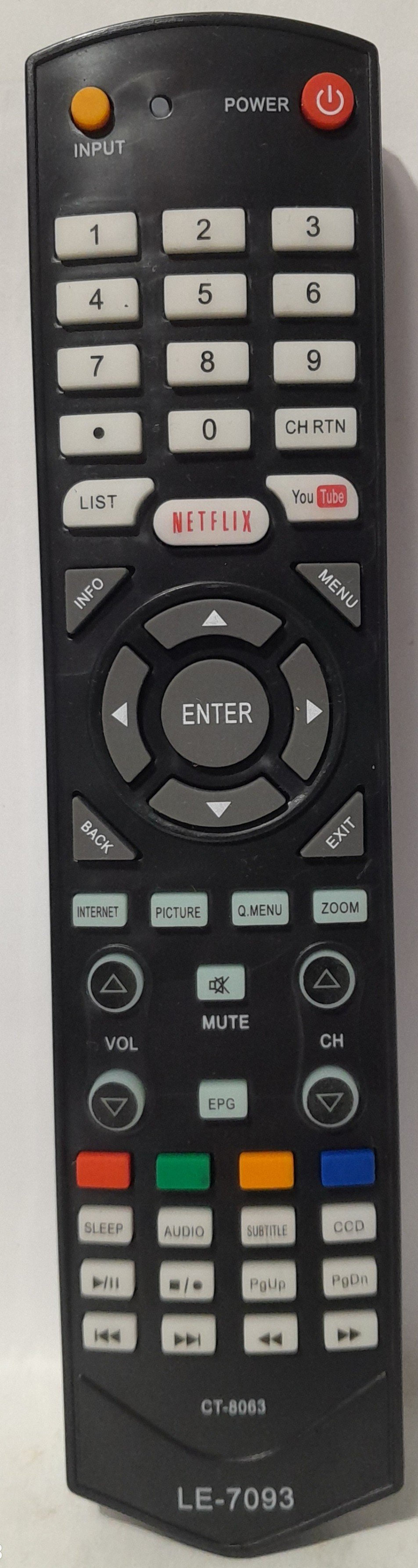Controle para TV Toshiba função NETFLIX/YOUTUBE Modelo LE-7093