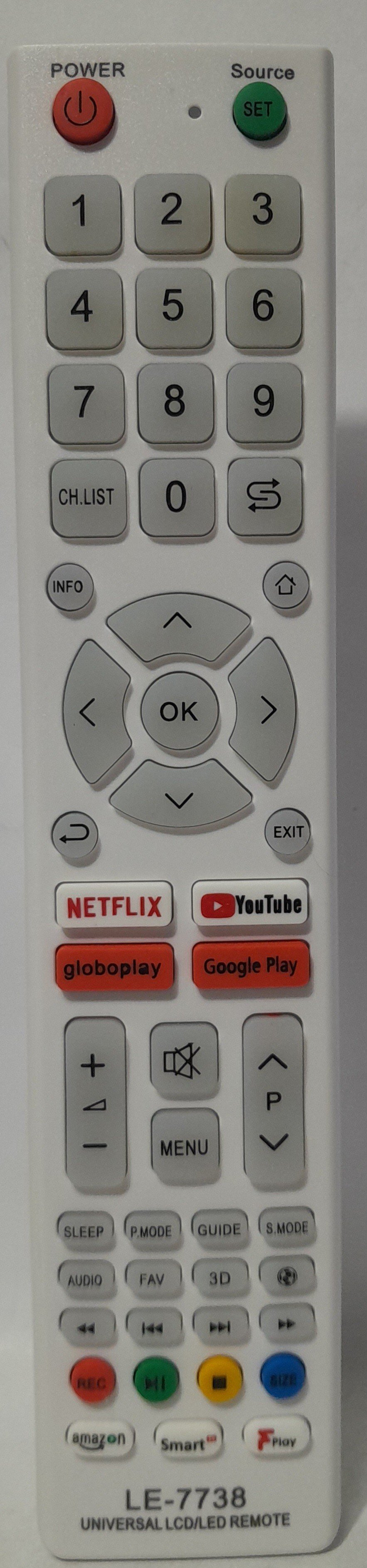 Controle UNIVERSAL para TVS compatível com varias Marcas de tv Modelo LE-7738