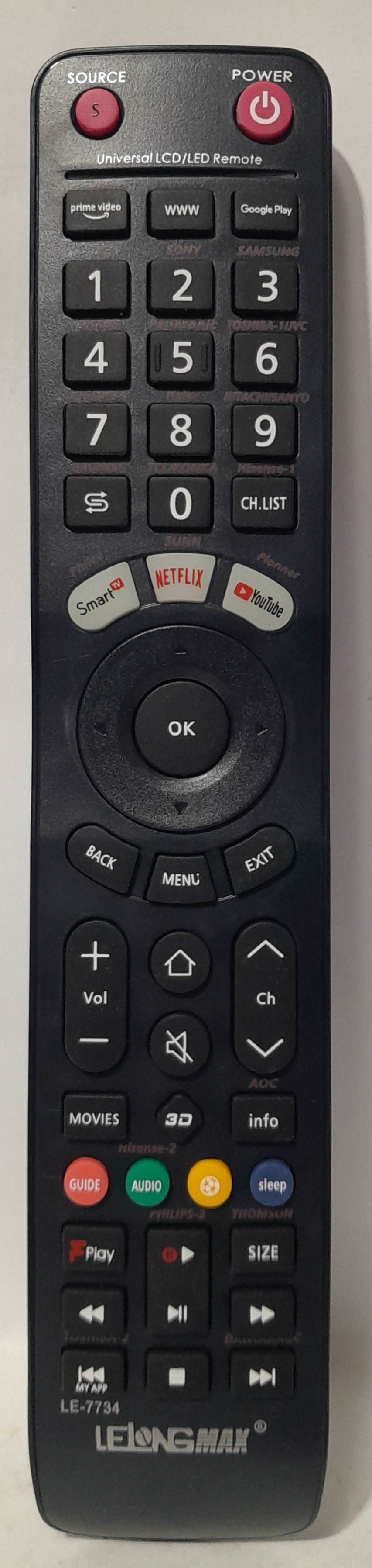 Controle Universal para TVS de diversas Marcas Modelo Lelong LE-7734
