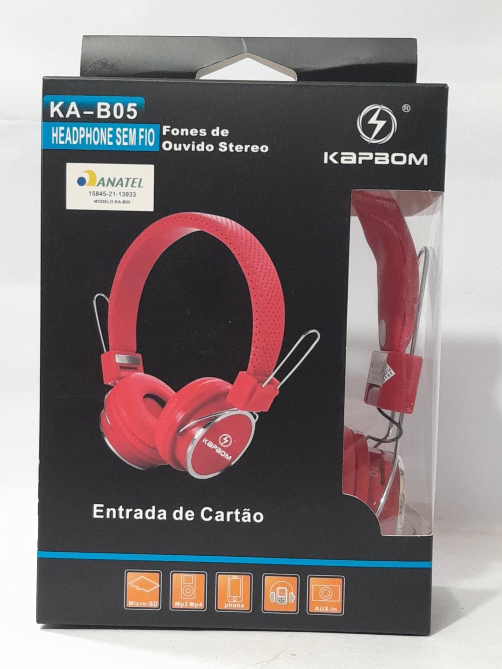 Fone de ouvido Headphone Sem Fio Entrada SD MARCA Kapbom Modelo ka-B05