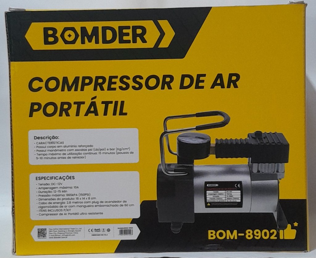 Compressor de Ar Portátil MARCA Bomder Modelo-BOM-8902
