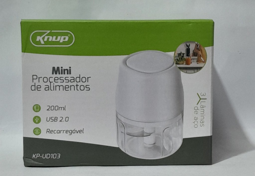 Mini processador de alimentos 200ml USB 2.0 Recarregável 3 laminas marca knup