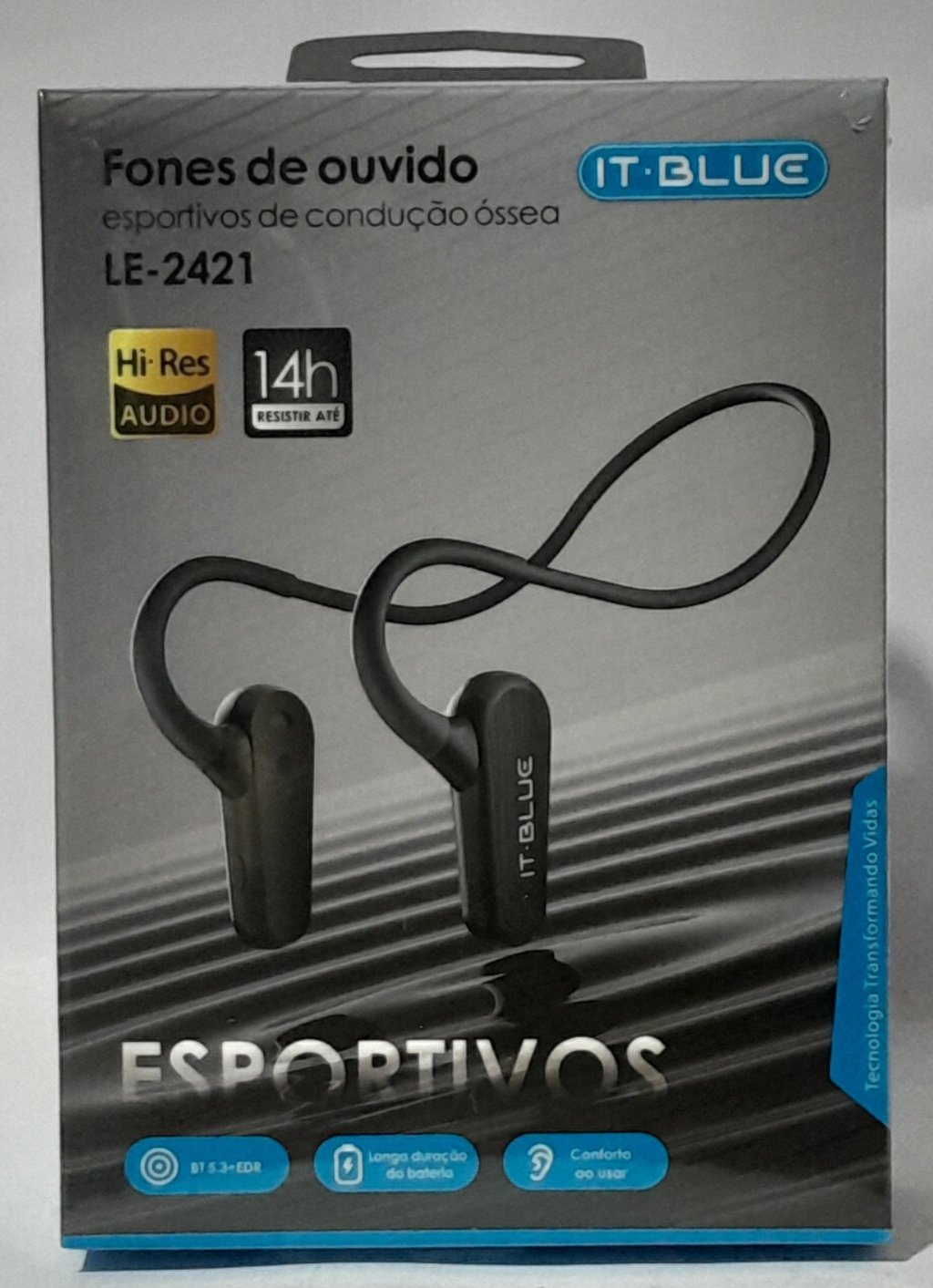 FONE DE OUVIDO ESPORTIVO DE CONDUÇÃO ÓSSEA MARCA IT-BLUE MODELO LE-2421