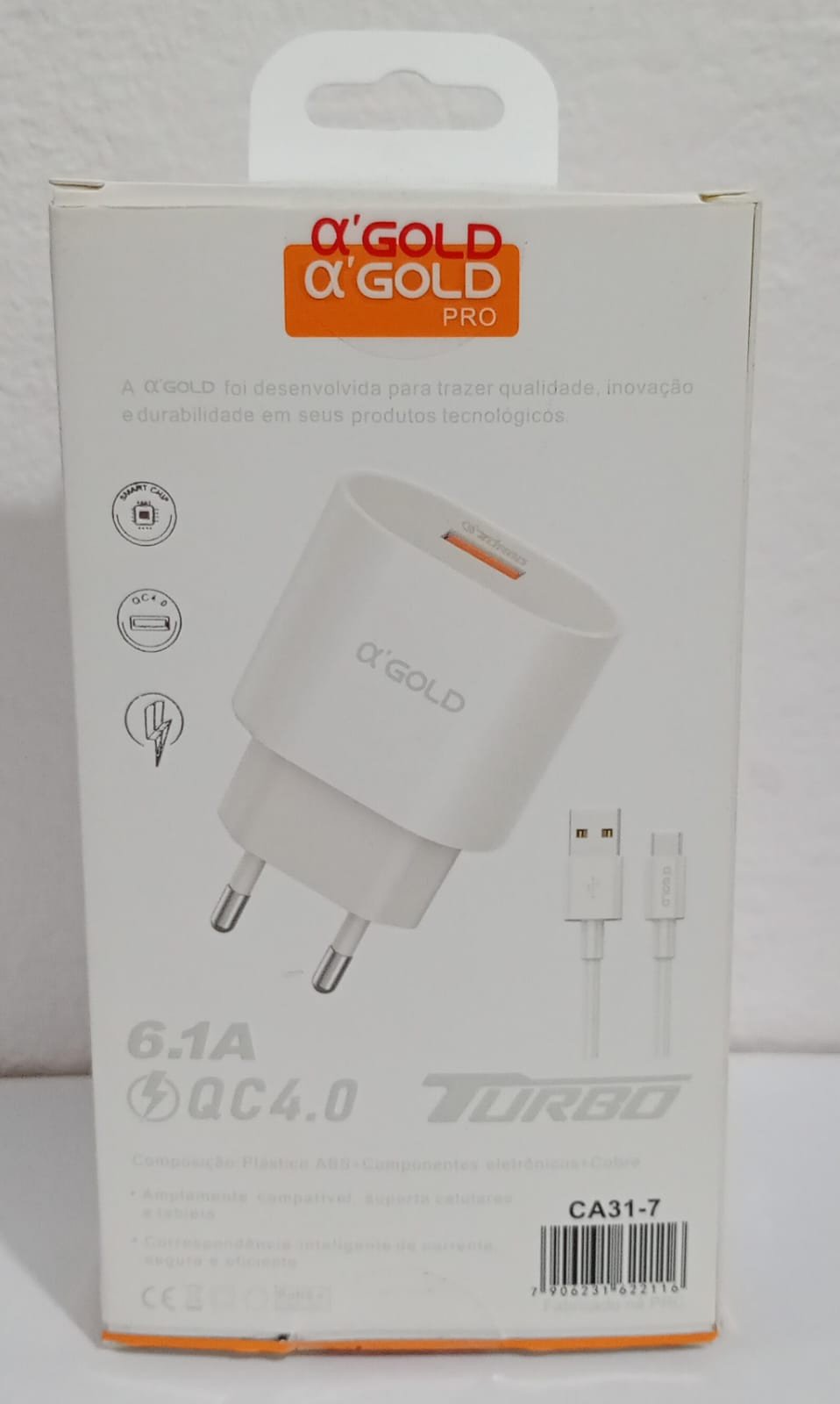 KIT CARREGADOR 30W 6.1A USB TIPO C MARCA GOLD 