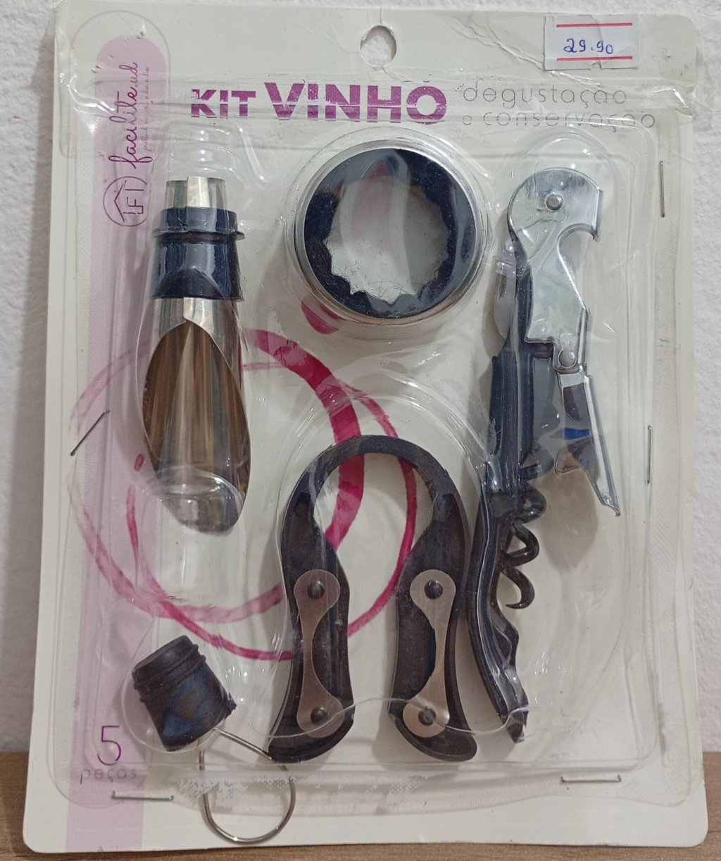 KIT VINHO DEGUSTAÇÃO E CONSERVAÇÃO 5PCS