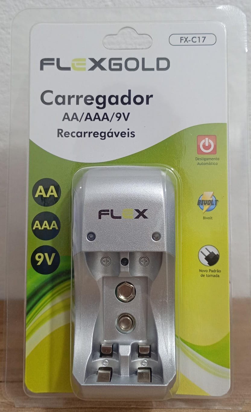 CARREGADOR DE PILHAS RECARREGÁVEIS AA/AAA/9V