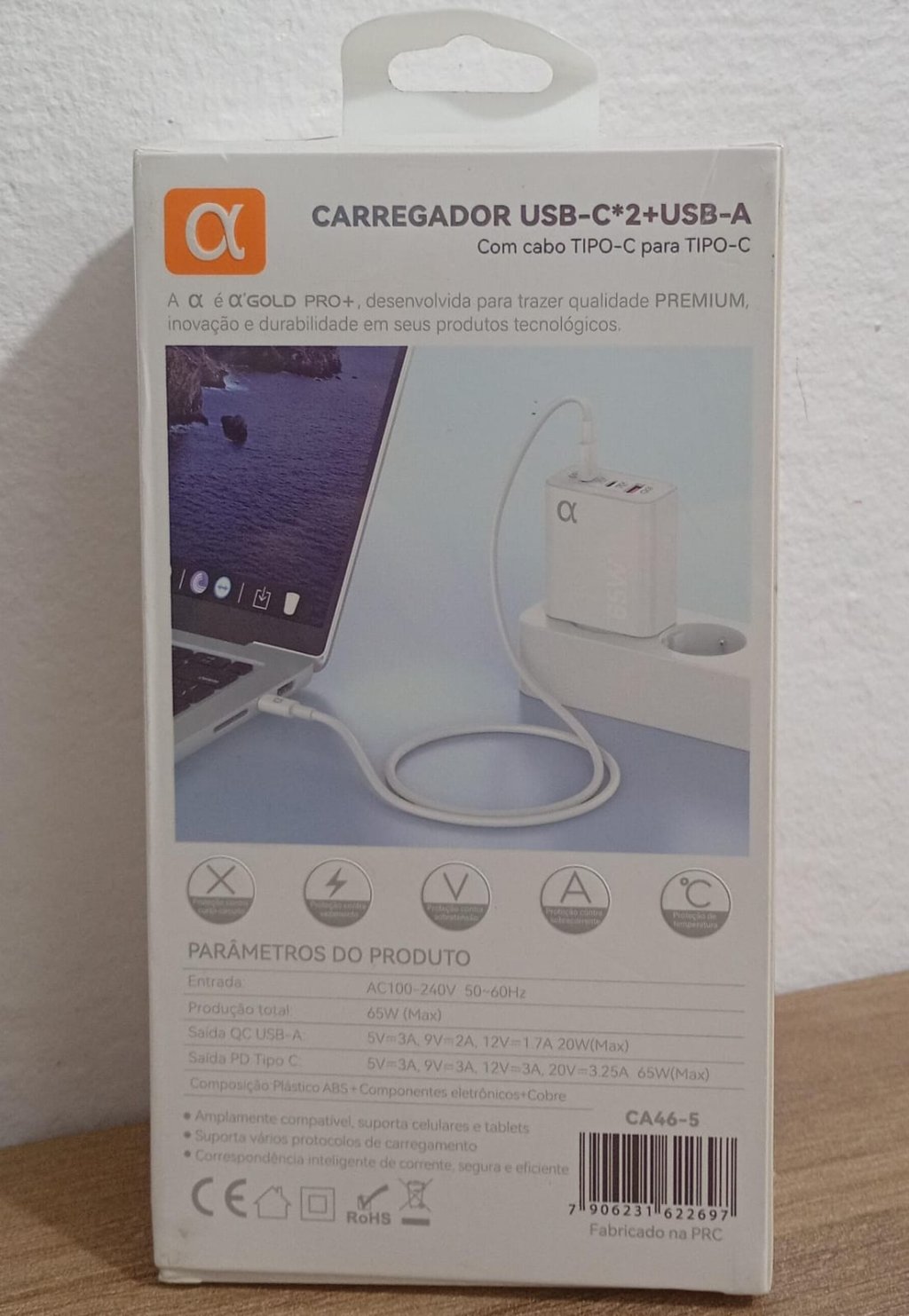 CARREGADOR TURBO TIPO-C TIPO-C 65W