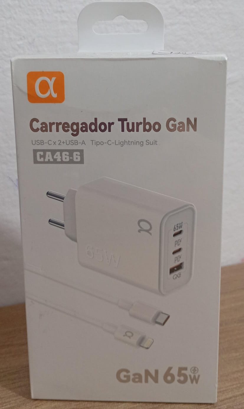 CARREGADOR TURBO TIPO-C PARA LIGHTNING 65W