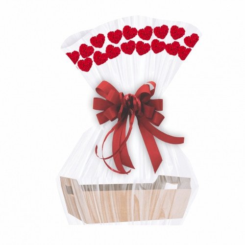 SACO POLI BARRADO HEART ROSES 60CMX88CM 25PC VERMELHO 30698