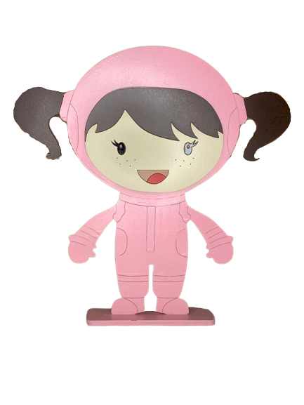DISPLAY MENINA ASTRONAUTA ROSA 30CM MDF 567221