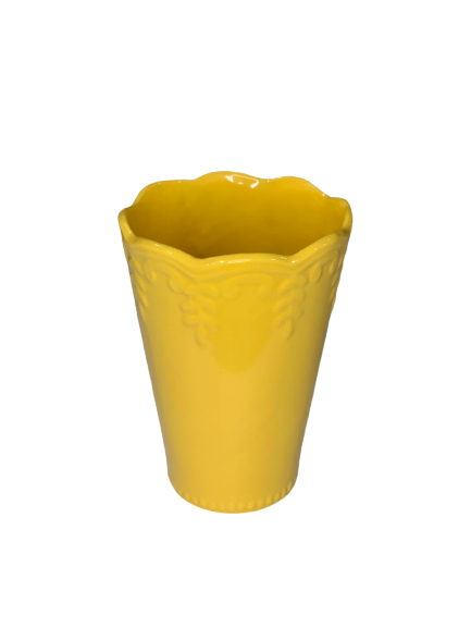 VASO COPO RELEVADO DECORATIVO 22X15CM AMARELO 262060 15759