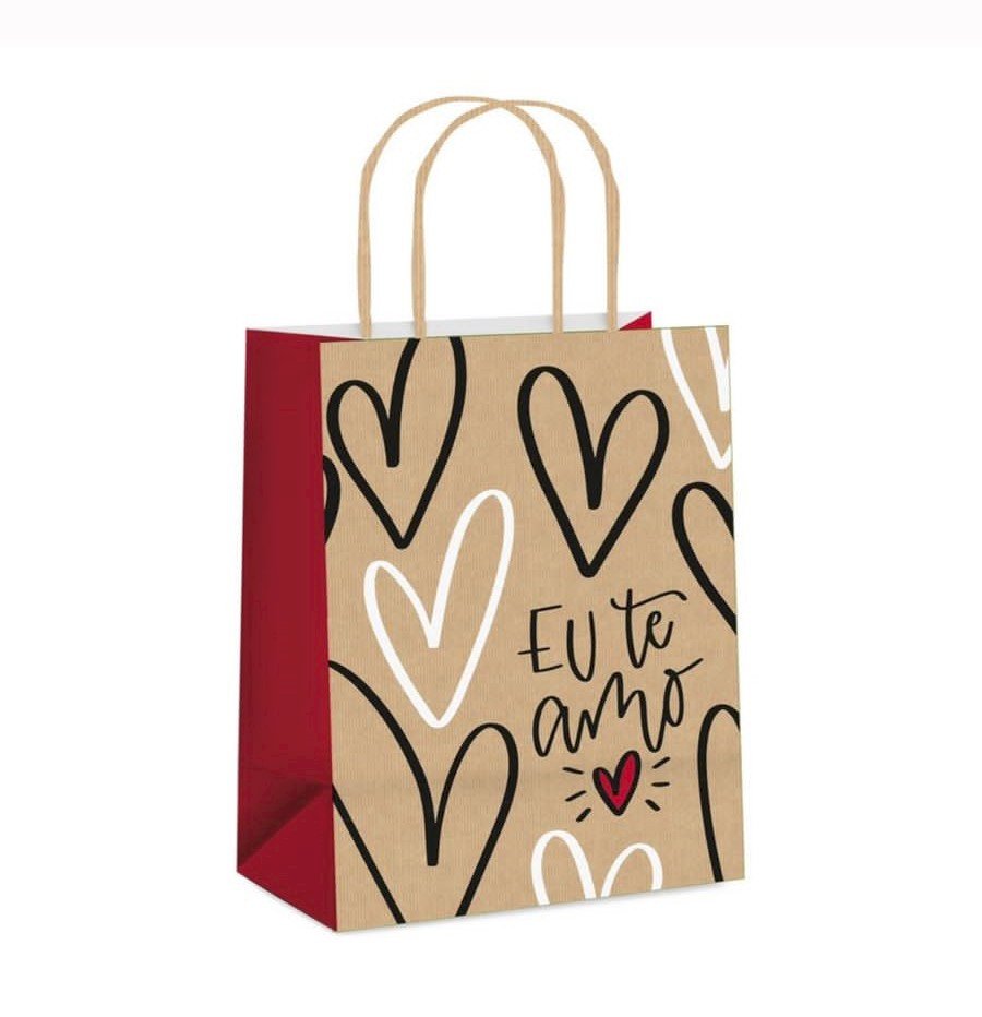 SACOLA PAPEL EU TE AMO M 26X19,5X9,5 14001029 113136