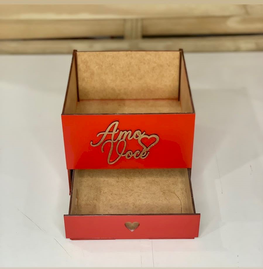 CAIXA 15X15X15CM GAVETA MOVEL DE MDF CRU/VERMELHO 582248
