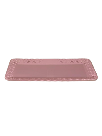 BANDEJA RENDADA RETANGULAR 17X32CM ROSA 503210