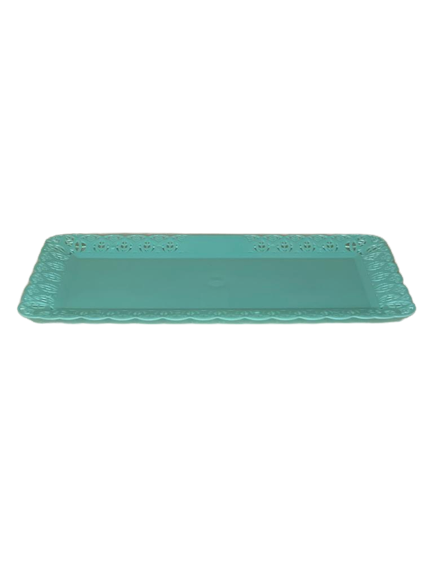 BANDEJA RENDADA RETANGULAR 17X32CM AZUL CLARO 503203