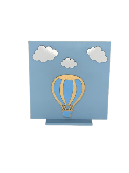 QUADRO DECORATIVO BALAO 20CM MDF ROSA/AZUL 580930