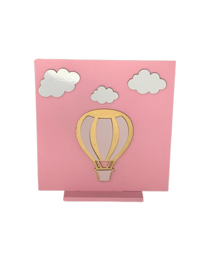 QUADRO DECORATIVO BALAO 20CM MDF ROSA 580930