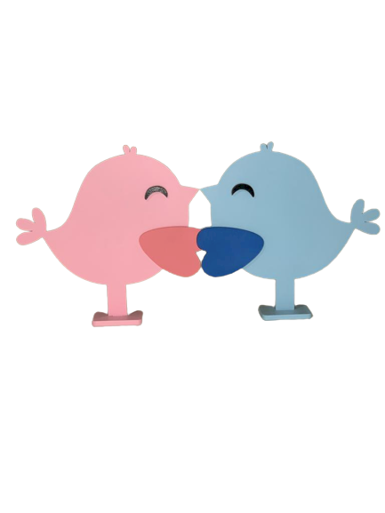 CASAL DE PASSAROS NA BASE MDF COLOR 40CM 548978