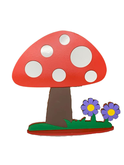 COGUMELO FLORAL NA BASE 25X22CM MDF 541191