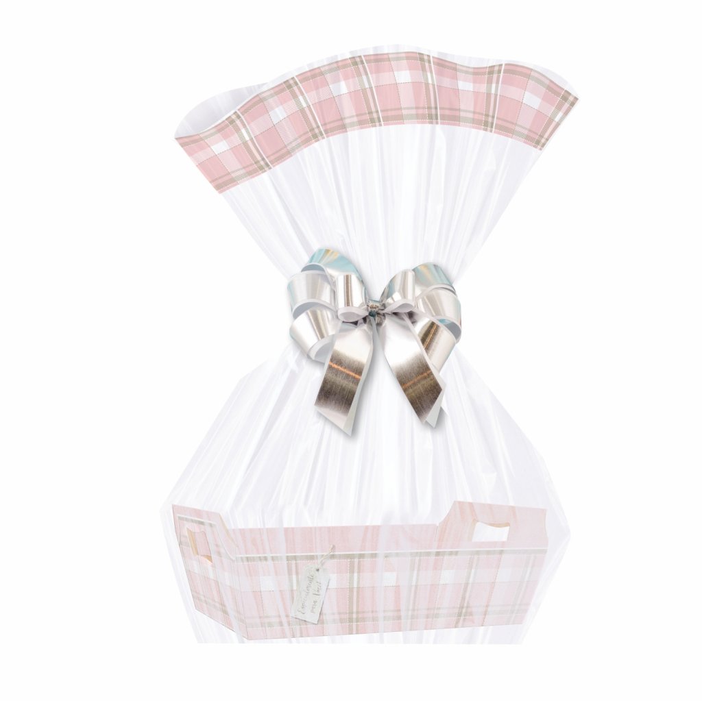 SACO POLI BARRADO TARTAN 45CMX58CM 25PCS ROSA 33445