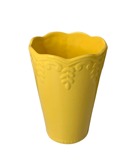 VASO COPO RELEVADO DECORATIVO 22X15CM AMARELO 262060 15759
