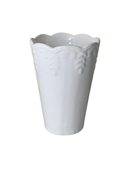 VASO COPO RELEVADO DECORATIVO 22X15CM BRANCO 262626 10759