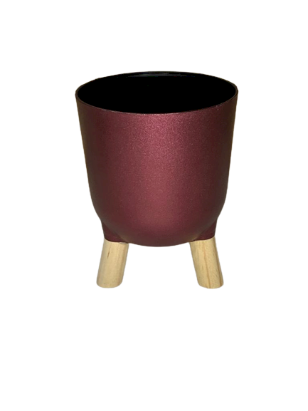 CACHEPOT ACRILICO BRULET C/PES DE MADEIRA 16CMX12,5CM 32108