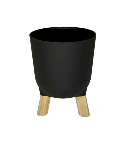 CACHEPOT ACRILICO BRULET C/PES DE MADEIRA 16CMX12,5CM 32081