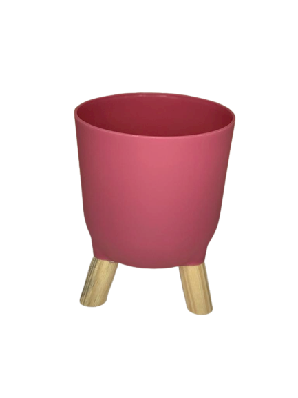 CACHEPOT ACRILICO BRULET C/PES DE MADEIRA 16CMX12,5CM 32106