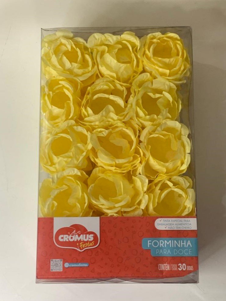 FORMINHA P/DOCE FLORA AMARELO PASTEL C/30 UN 129144 28610697