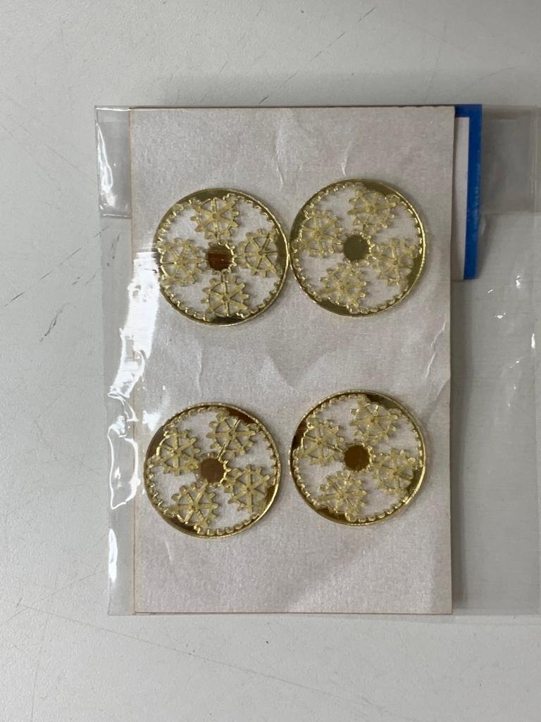 APLIQUE ACRILICO DOURADO ENGRENAGEM C/4 514157