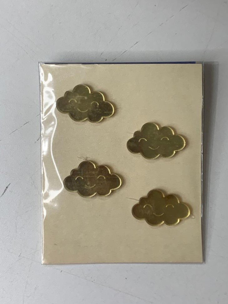 APLIQUE ACRILICO DOURADO NUVEM SORRISO C/4 514119