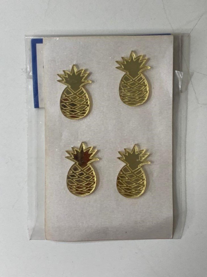 APLIQUE ACRILICO DOURADO ABACAXI C/4 487673