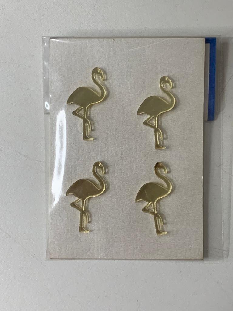 APLIQUE ACRILICO DOURADO FLAMINGO C/4 487758