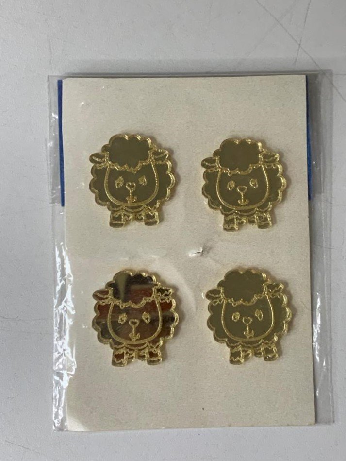 APLIQUE ACRILICO DOURADO ESPELHADO OVELHA C/4 492622