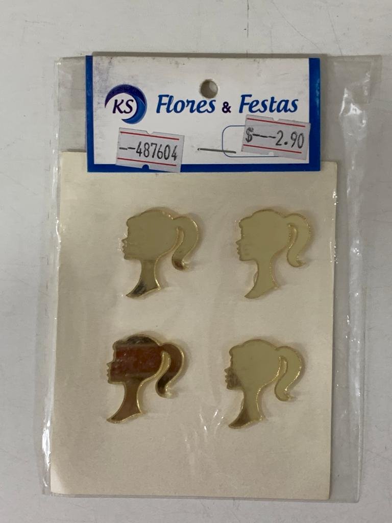 APLIQUE ACRILICO DOURADO MENINA C/4 487604