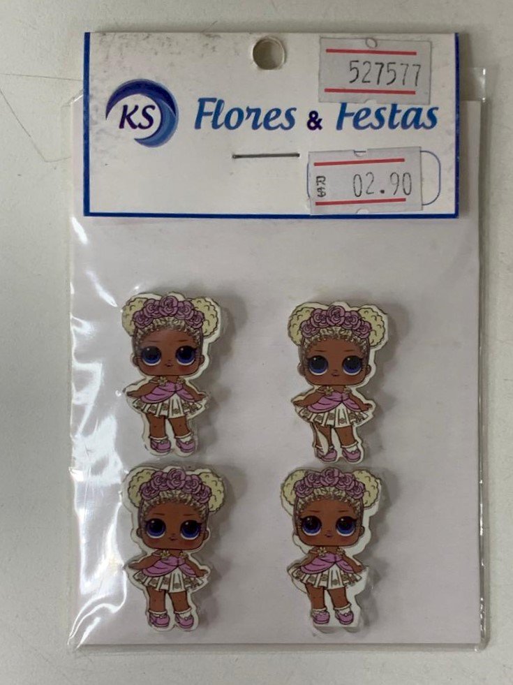 APLIQUE ACRILICO CRISTAL BONEQUINHA LOL C/4 527577