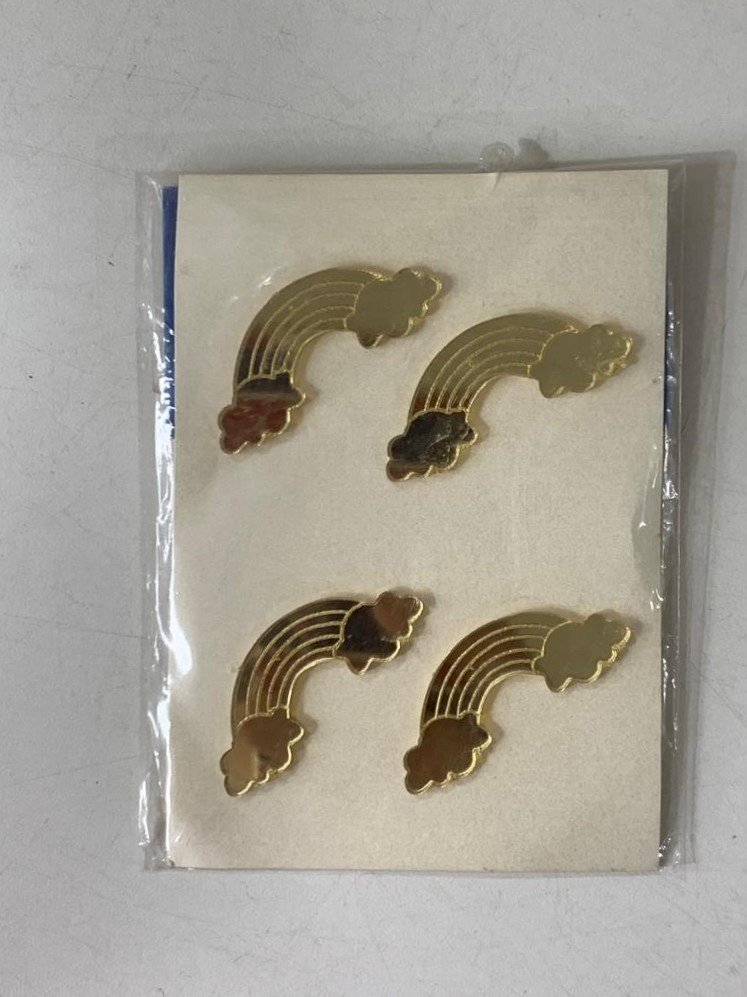 APLIQUE ACRILICO DOURADO ESPE ARCO IRIS C/NUVEM C/4 492615