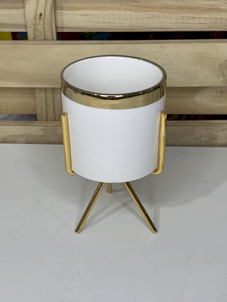 VASO DE RESINA C/SUPORTE DE METAL 8.3X8.3X14.2CM 230662 3066