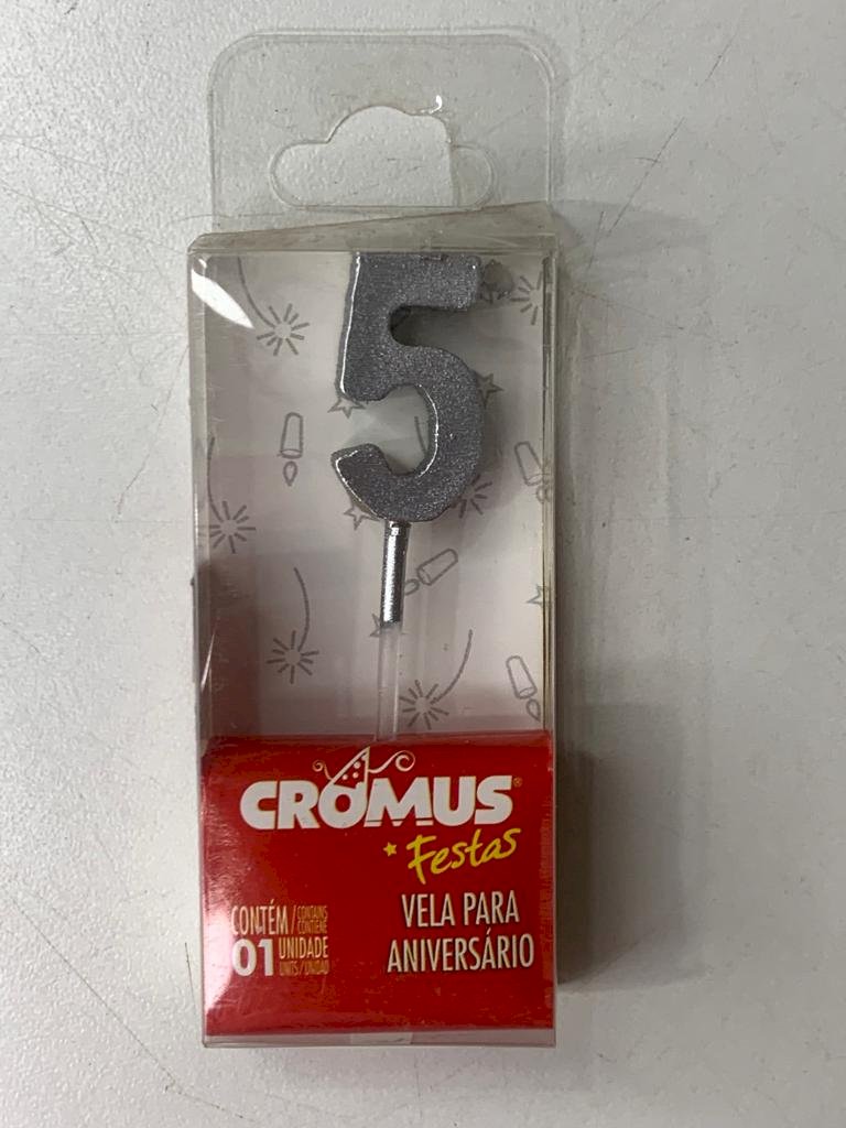 VELA MINI N5 METALIZADO PRATA 29002058