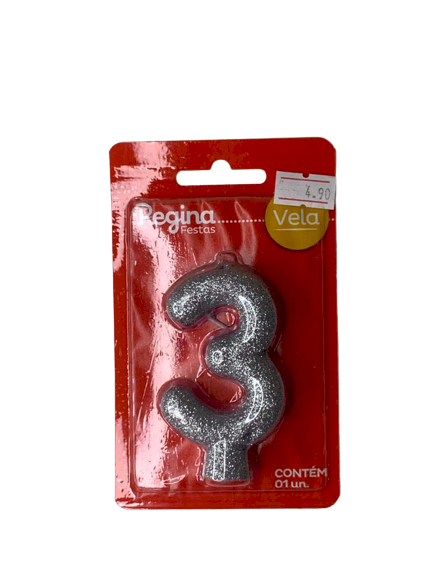 VELA ANIVERSARIO N3 CINTILANTE PRATA 744716