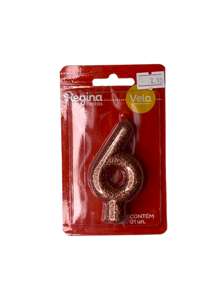 VELA ANIVERSARIO N6 CINTILANTE OURO ROSE 744853
