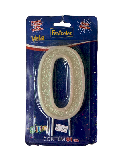 VELA GLITTER GRANDE BRANCA N0 561709