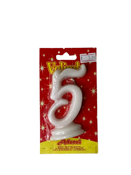 VELA MANUSCRISTO NUMERO 5 BRANCO 202661
